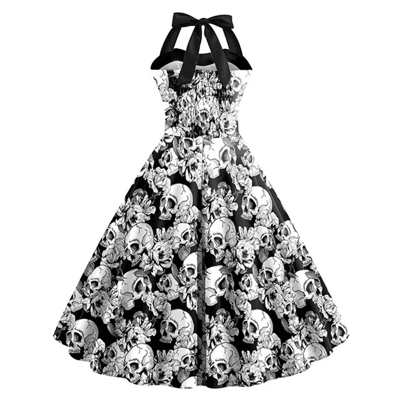 Robe costume d'Halloween imprimé tête de mort