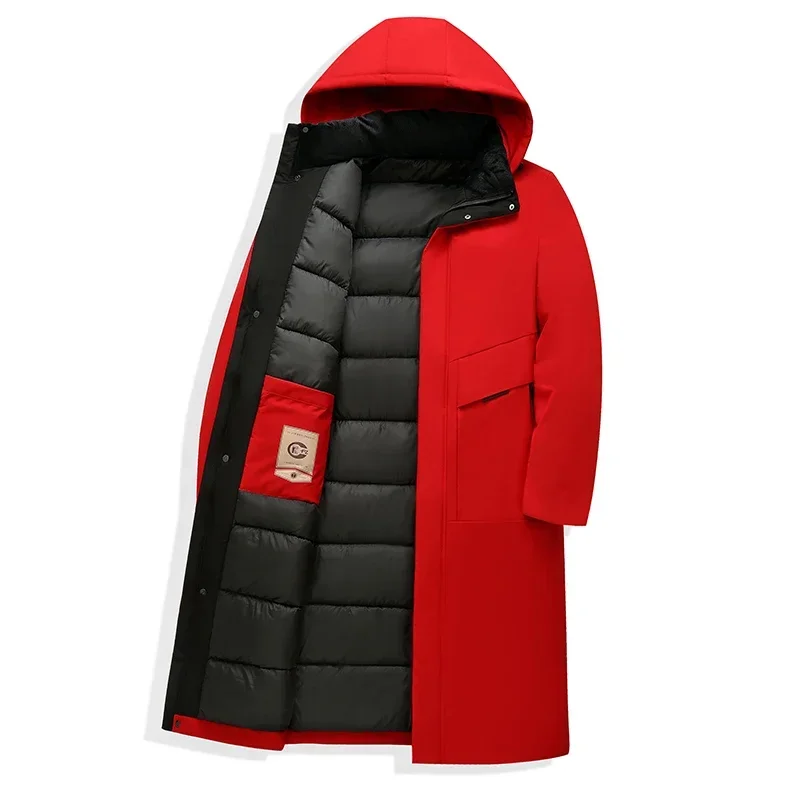 Parka d'Hiver pour Hommes, Modèle Long avec Capuche et Doublure Chaude