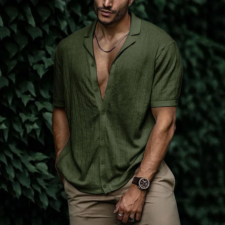 Chemise d'Été en Lin pour Homme avec Boutons