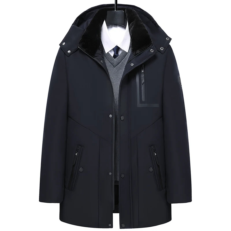 Parka d'Hiver pour Hommes avec Capuche Amovible et Fermetures Éclair