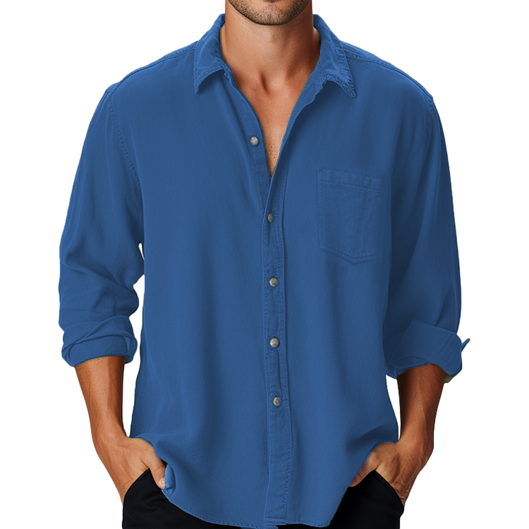 Chemise en Coton à Manches Longues pour Hommes