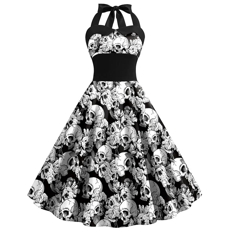 Robe costume d'Halloween imprimé tête de mort