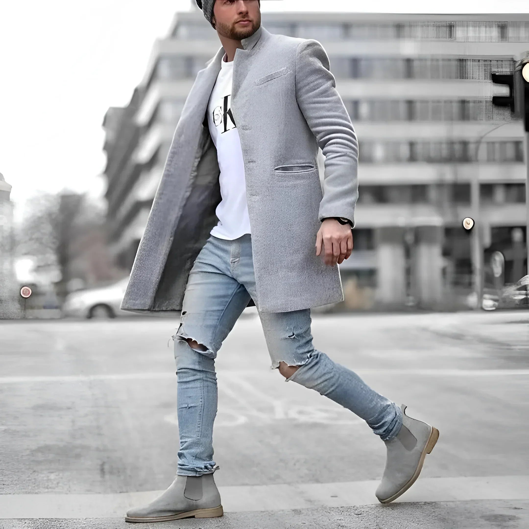 Manteau long élégant en laine