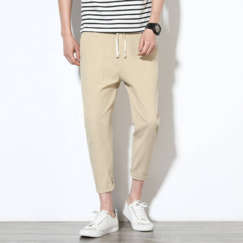 Pantalon Léger en Coton Rouge
