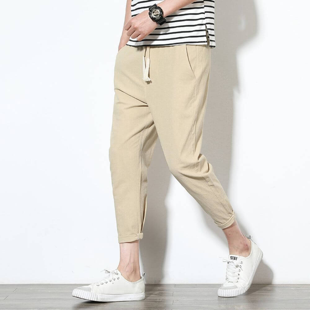 Pantalon Léger en Coton Rouge