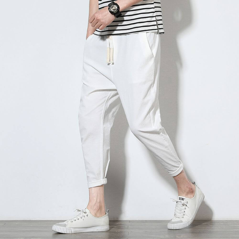 Pantalon Léger en Coton Rouge