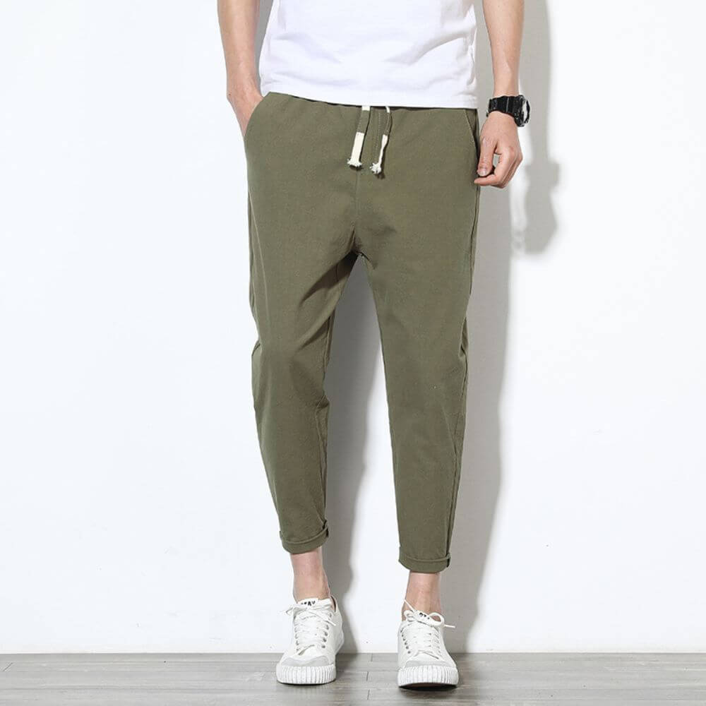Pantalon Léger en Coton Rouge