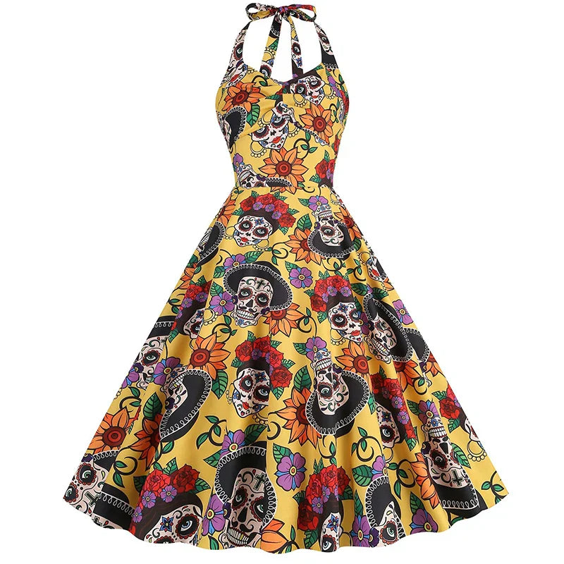 Robe costume d'Halloween imprimé tête de mort