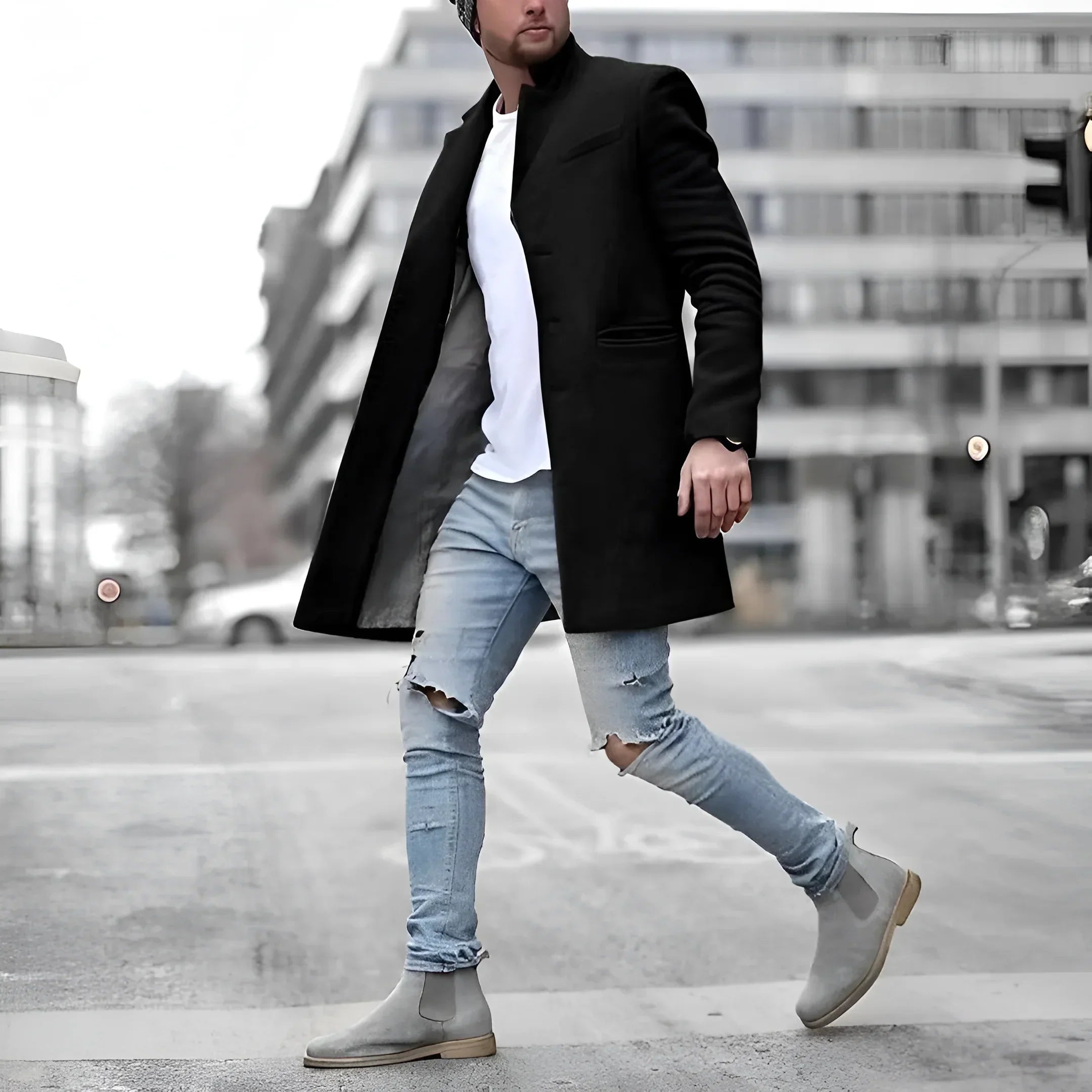 Manteau long élégant en laine