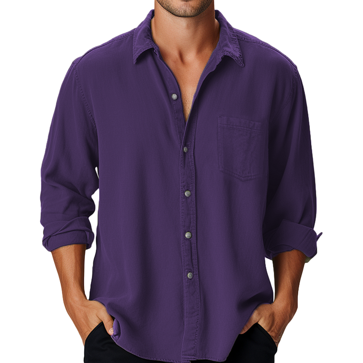 Chemise en Coton à Manches Longues pour Hommes