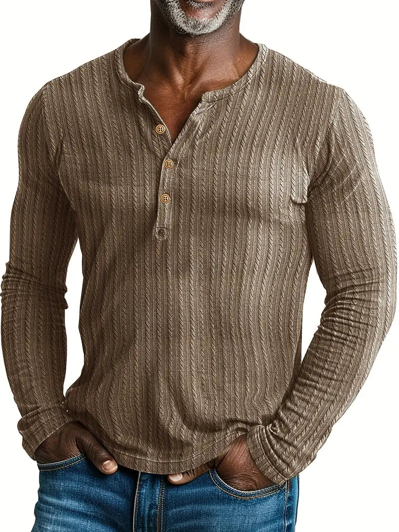 T-shirt Henley en Tricot Classique pour Homme
