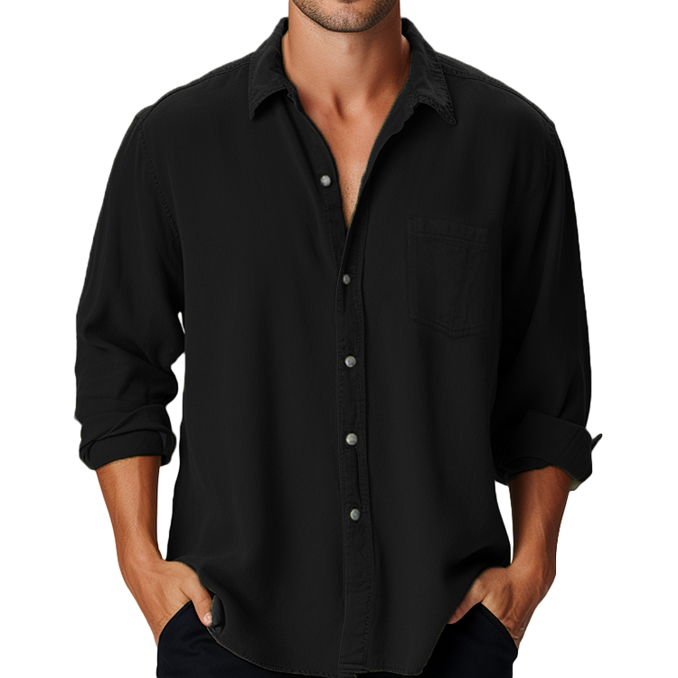 Chemise en Coton à Manches Longues pour Hommes