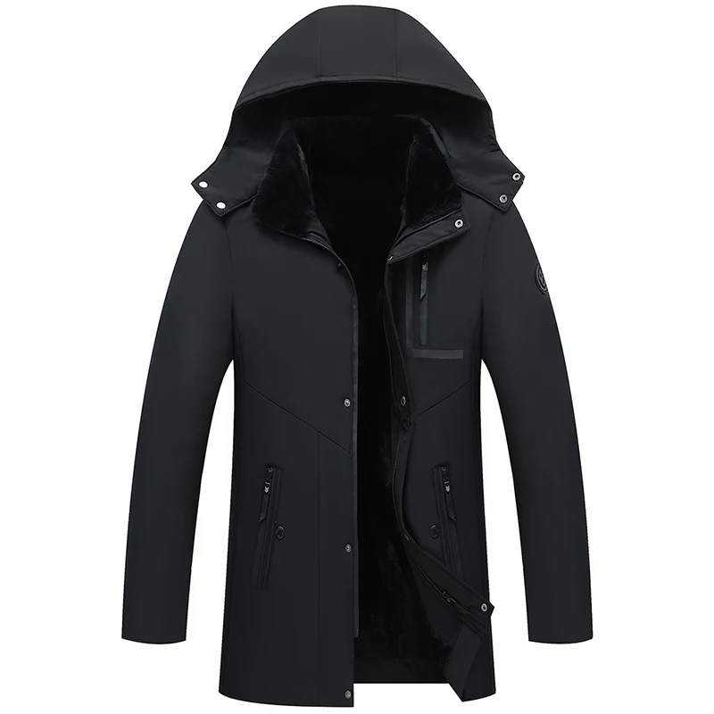 Parka d'Hiver pour Hommes avec Capuche Amovible et Fermetures Éclair