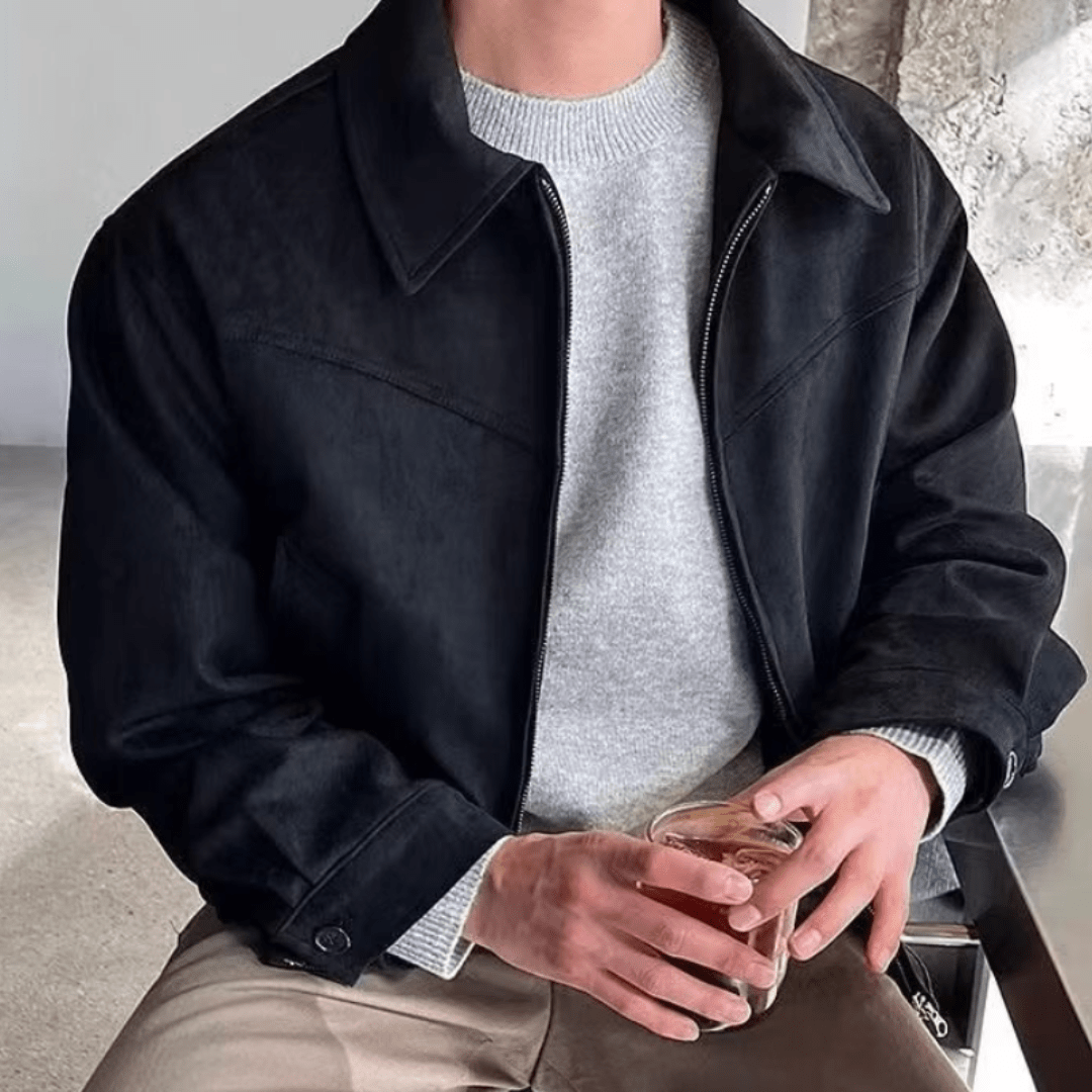 Veste en Suède Homme Décontractée avec Poches