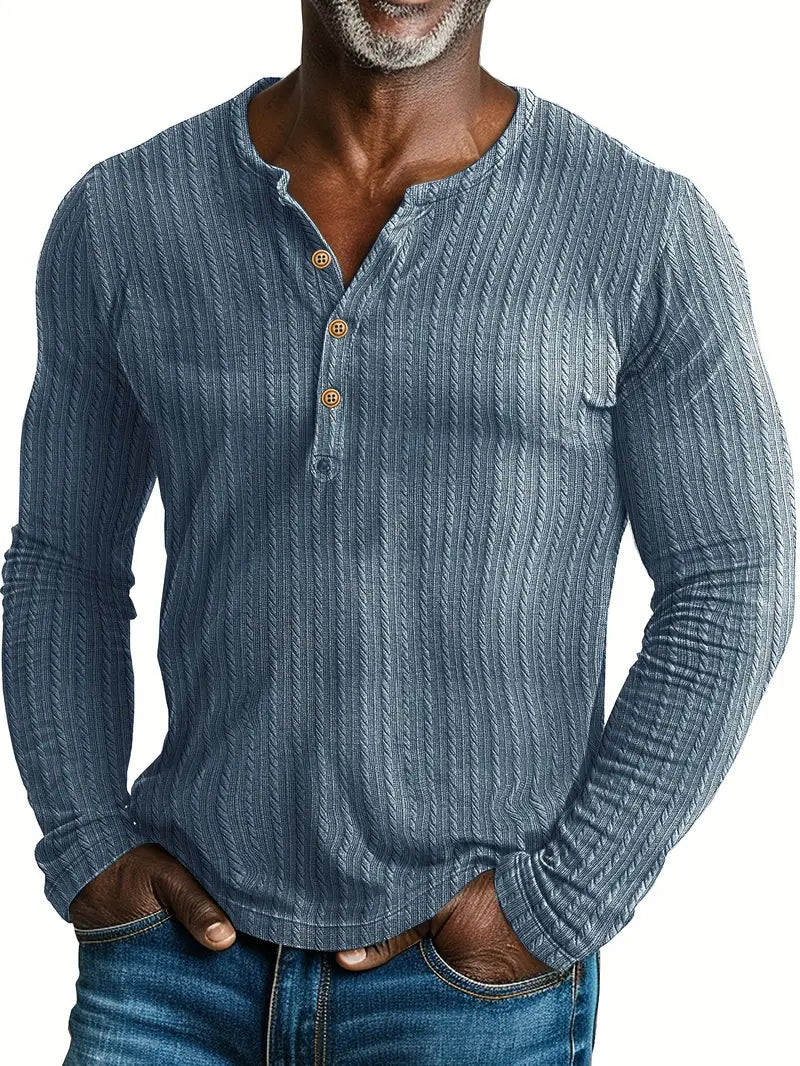 T-shirt Henley en Tricot Classique pour Homme