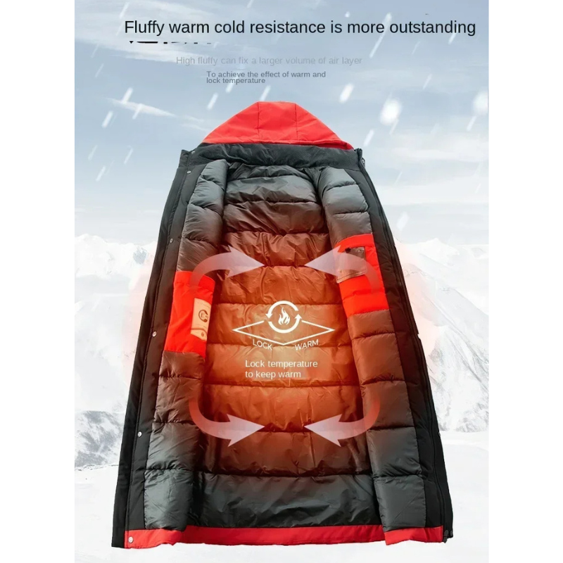 Parka d'Hiver pour Hommes, Modèle Long avec Capuche et Doublure Chaude