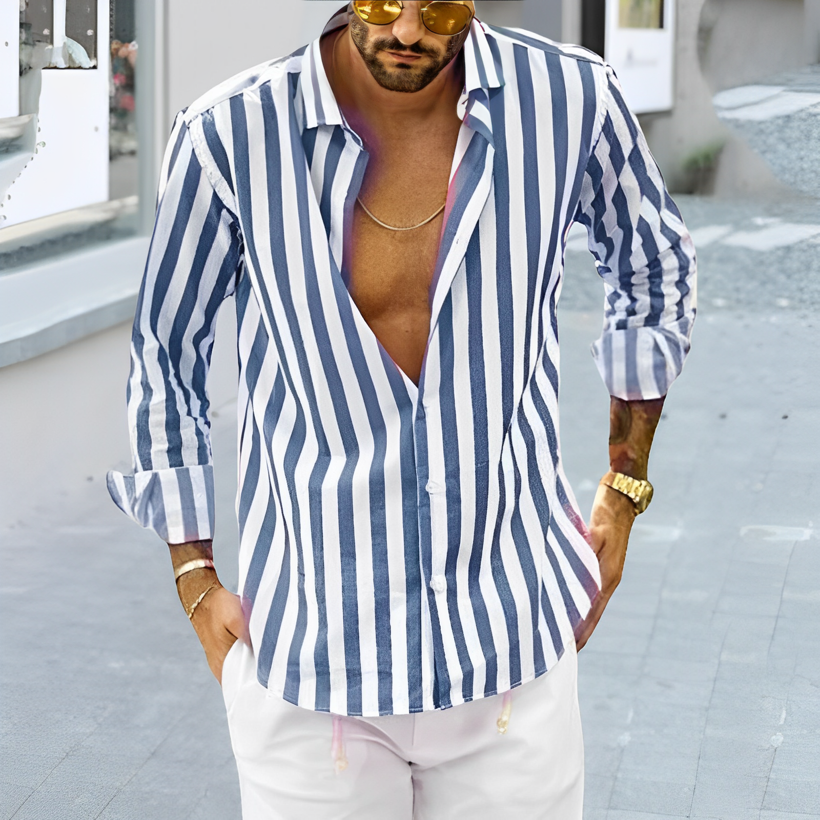 Chemise d'Été Rayée pour Homme
