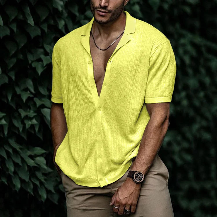 Chemise d'Été en Lin pour Homme avec Boutons