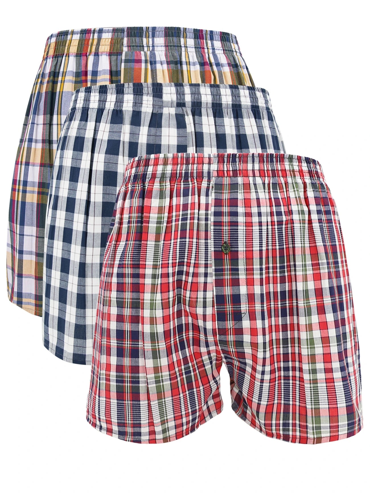3 boxers homme tissé à carreaux confortables
