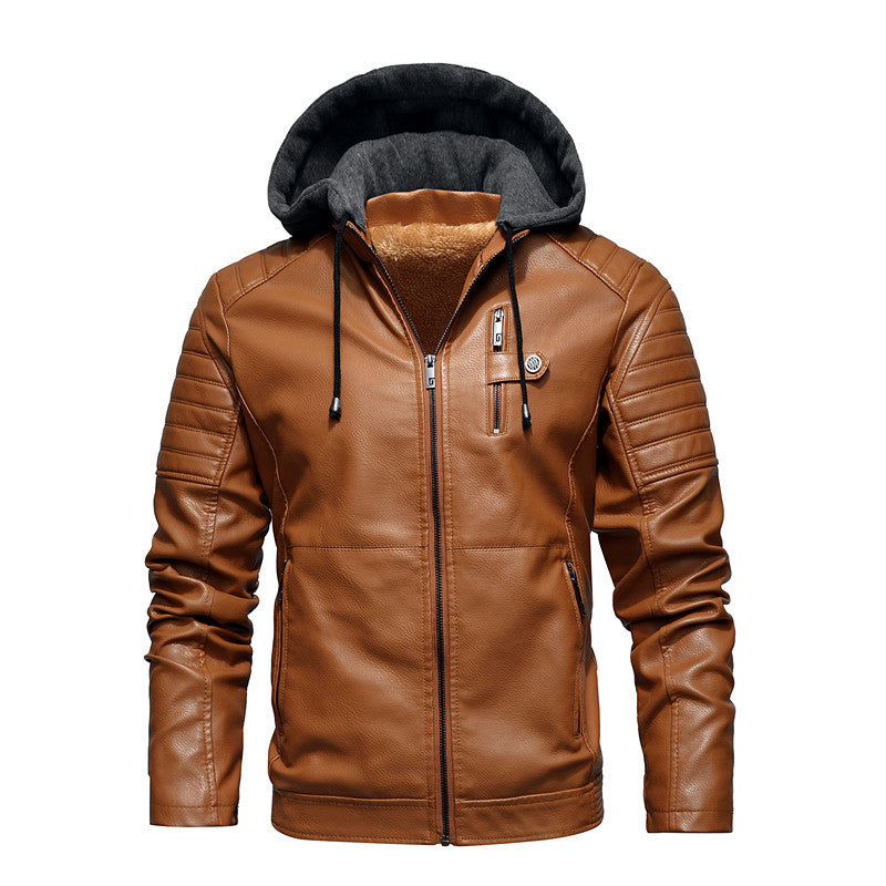 Oliver | Veste en cuir à capuche pour homme