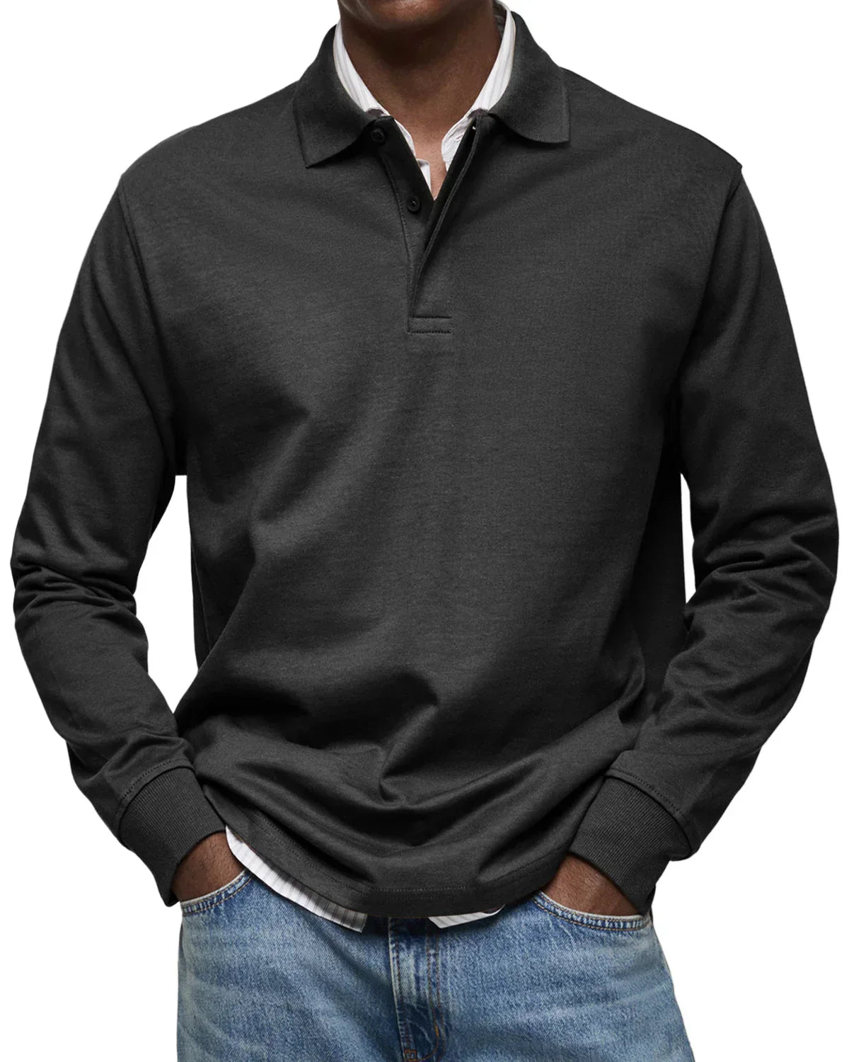 Julien | Polo en coton manches longues classique