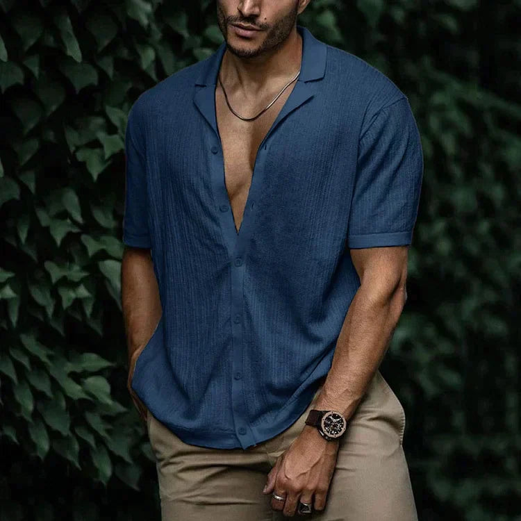 Chemise d'Été en Lin pour Homme avec Boutons