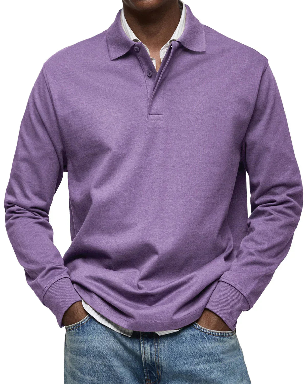 Julien | Polo en coton manches longues classique