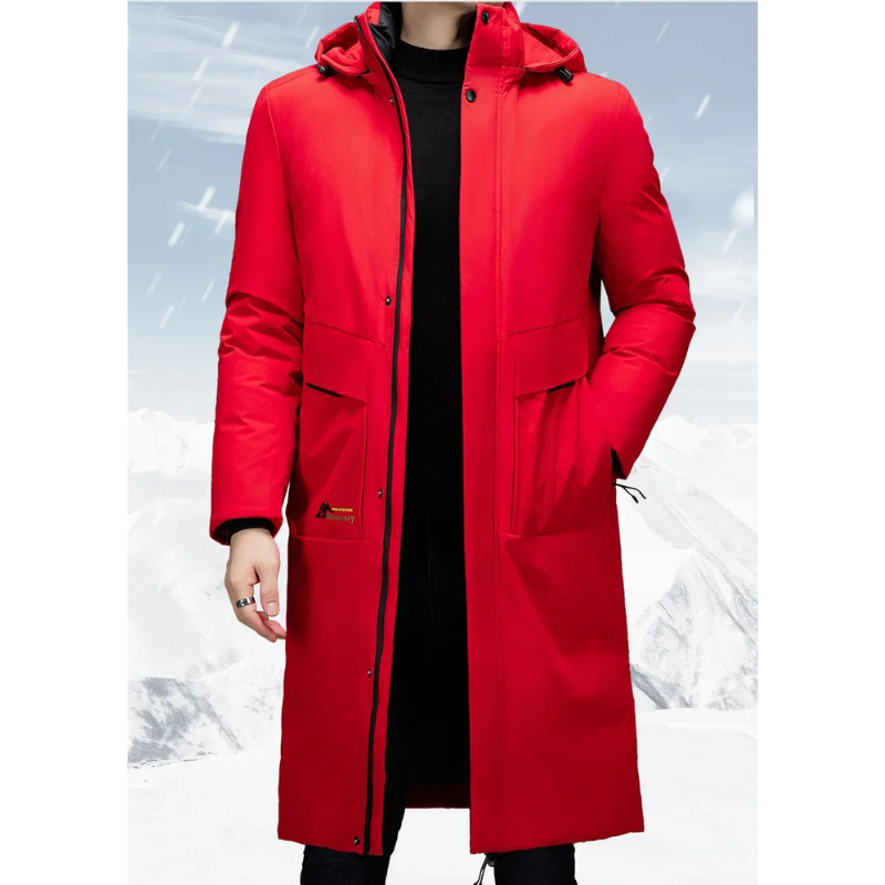 Parka d'Hiver pour Hommes, Modèle Long avec Capuche et Doublure Chaude