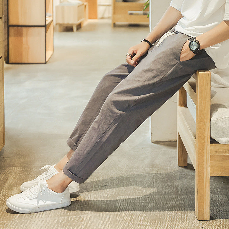 Pantalon Léger en Coton Rouge