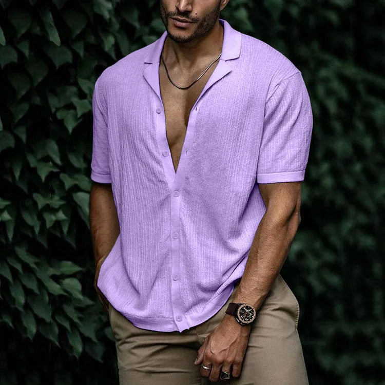 Chemise d'Été en Lin pour Homme avec Boutons