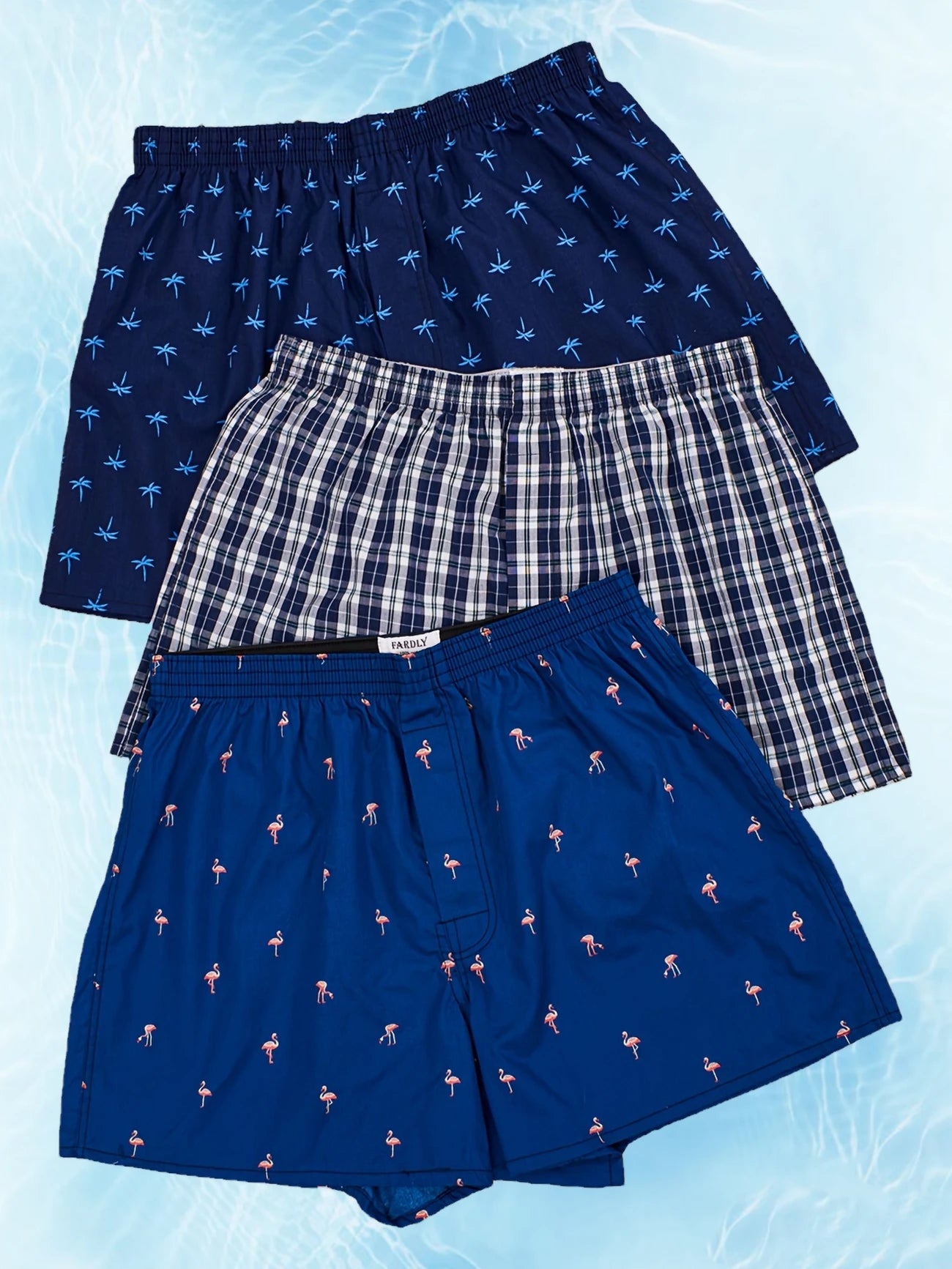3 boxers coton homme respirants confortables bleus