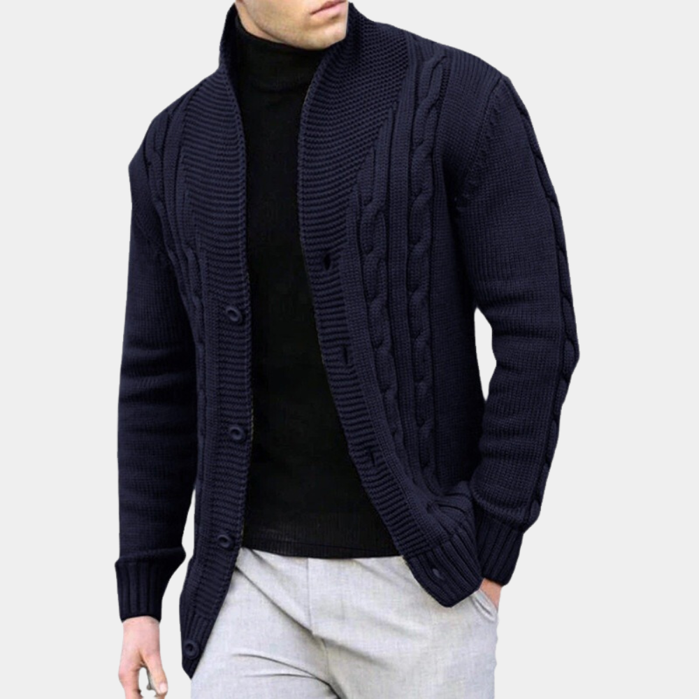 Simon | Cardigan homme en maille côtelée élégante