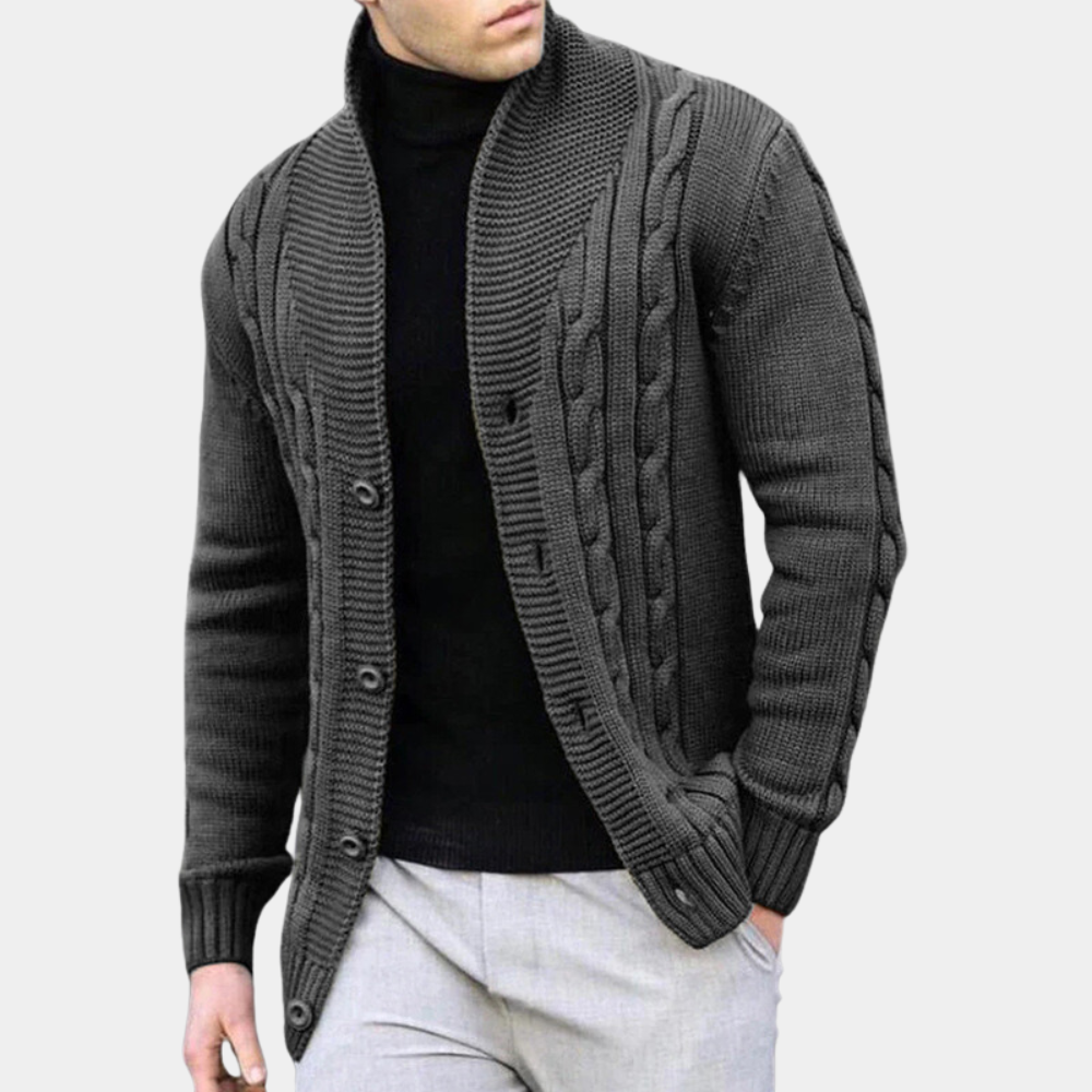 Simon | Cardigan homme en maille côtelée élégante