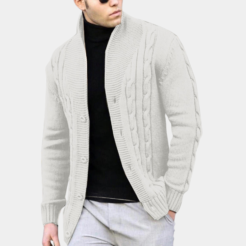 Simon | Cardigan homme en maille côtelée élégante