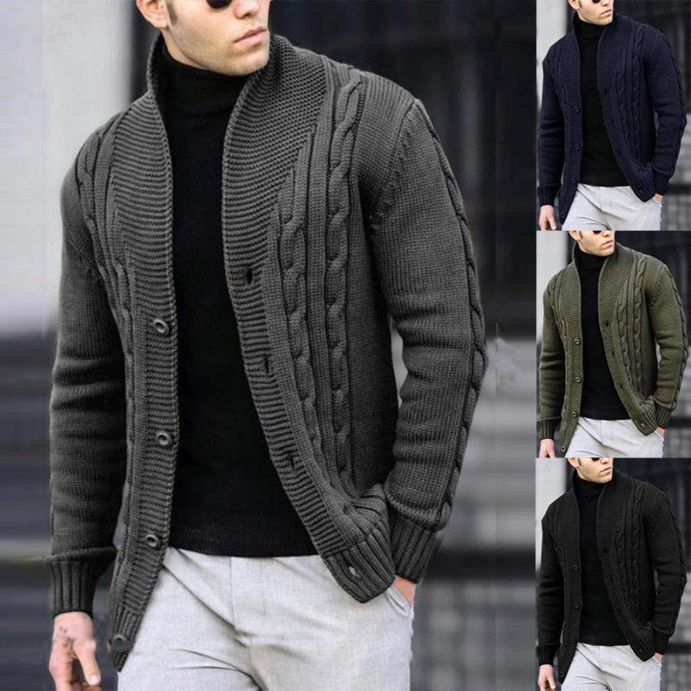 Simon | Cardigan homme en maille côtelée élégante