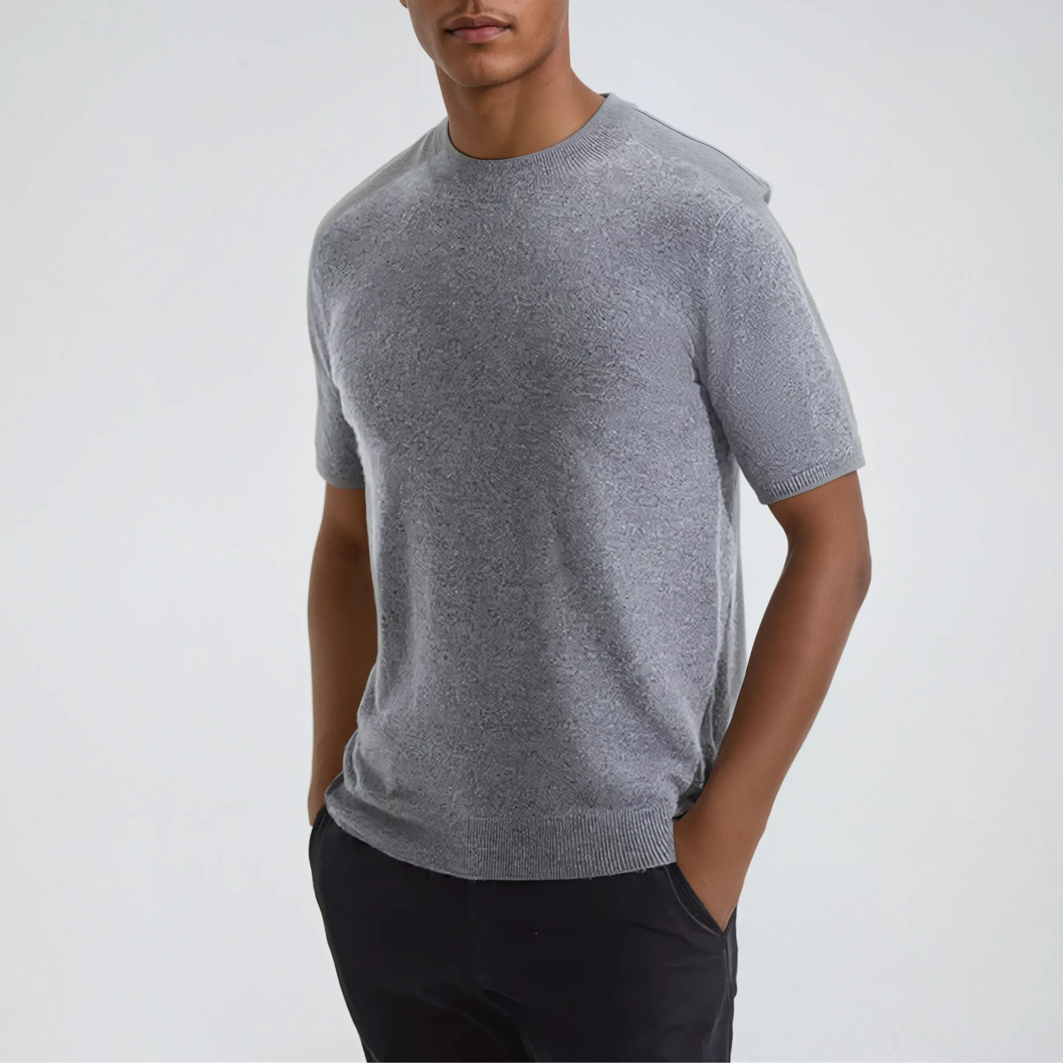 T-shirt Élégant en Laine Grise