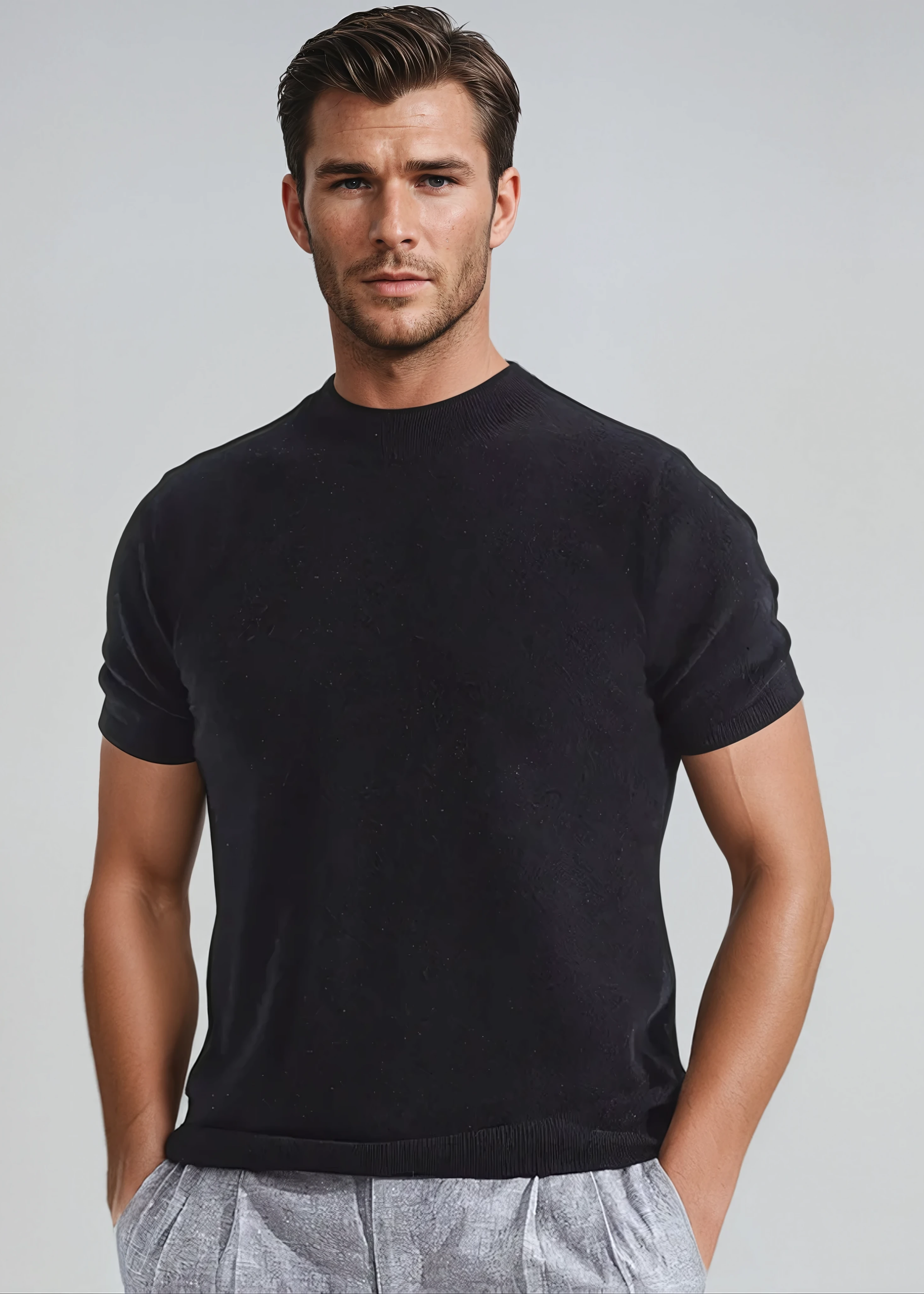 T-shirt en cachemire noir de luxe