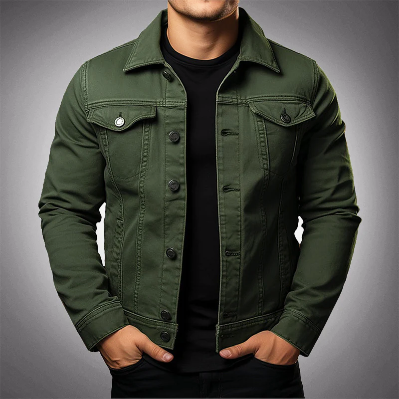 Veste en Denim avec Boutons et Poches pour Homme