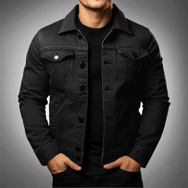 Veste en Denim avec Boutons et Poches pour Homme