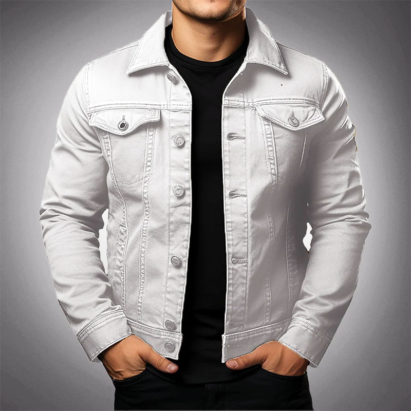 Veste en Denim avec Boutons et Poches pour Homme
