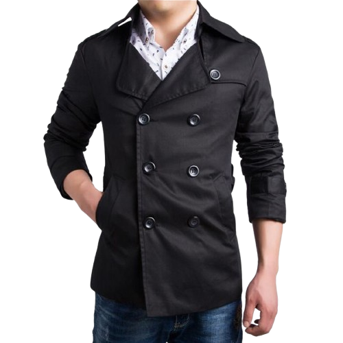 Trenchcoat Beige Classique à Simple Boutonnage pour Homme avec Ceinture
