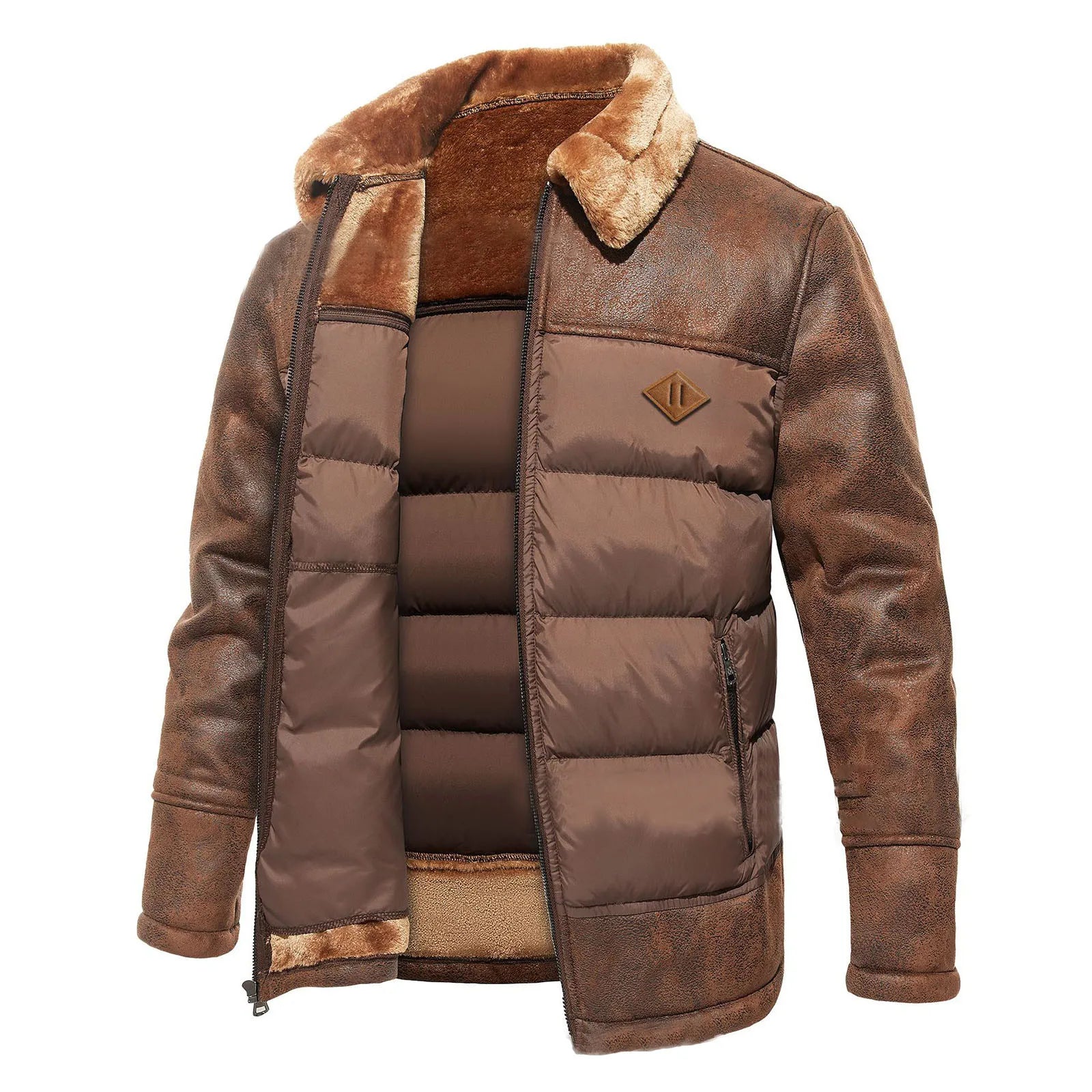 Andries - Veste en Cuir avec Duvet pour Hommes
