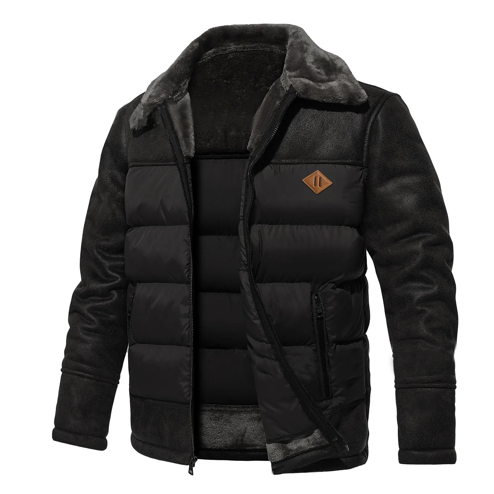 Andries - Veste en Cuir avec Duvet pour Hommes