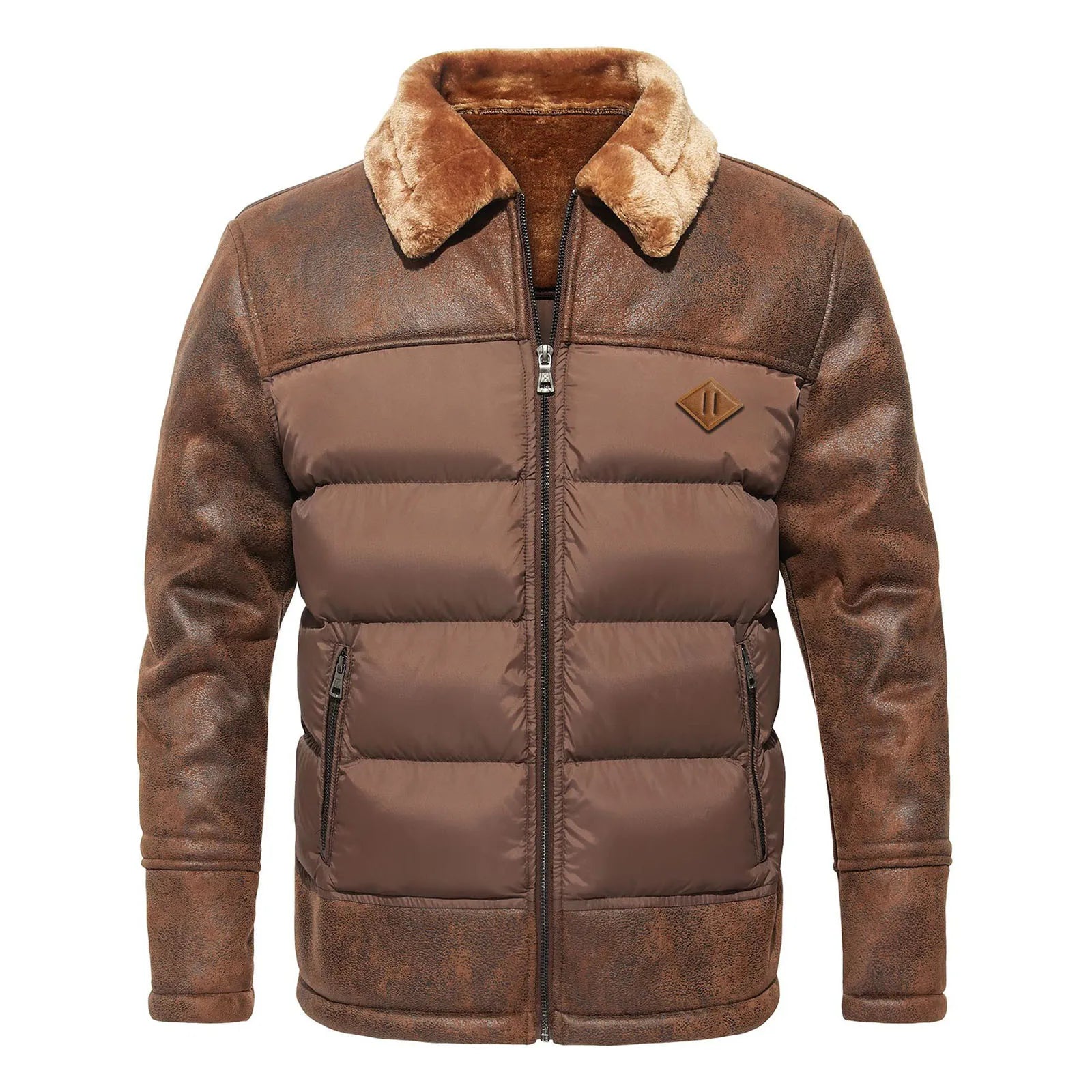 Andries - Veste en Cuir avec Duvet pour Hommes