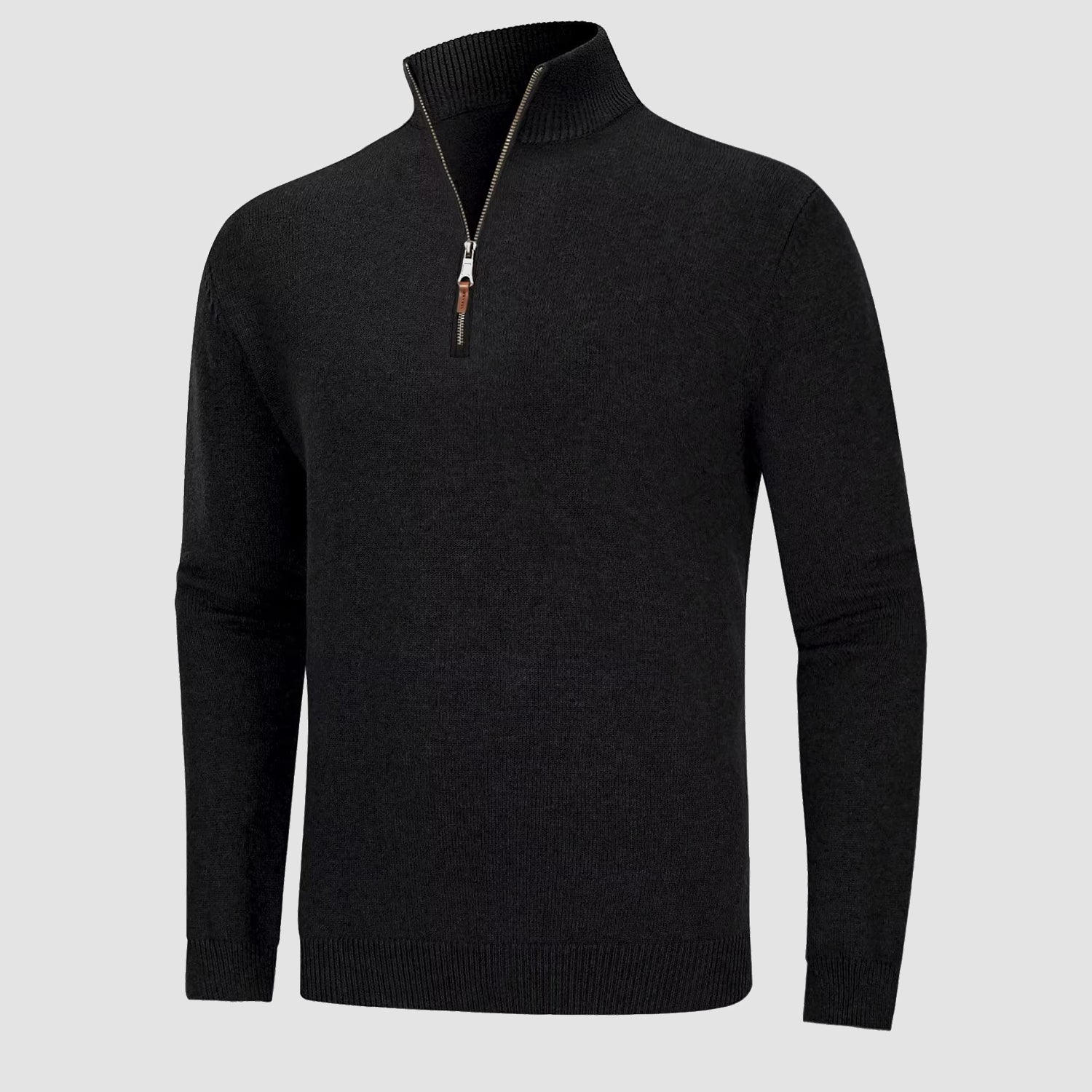 Pull à Col Montant en Maille avec Fermeture Éclair 1/4 pour Hommes