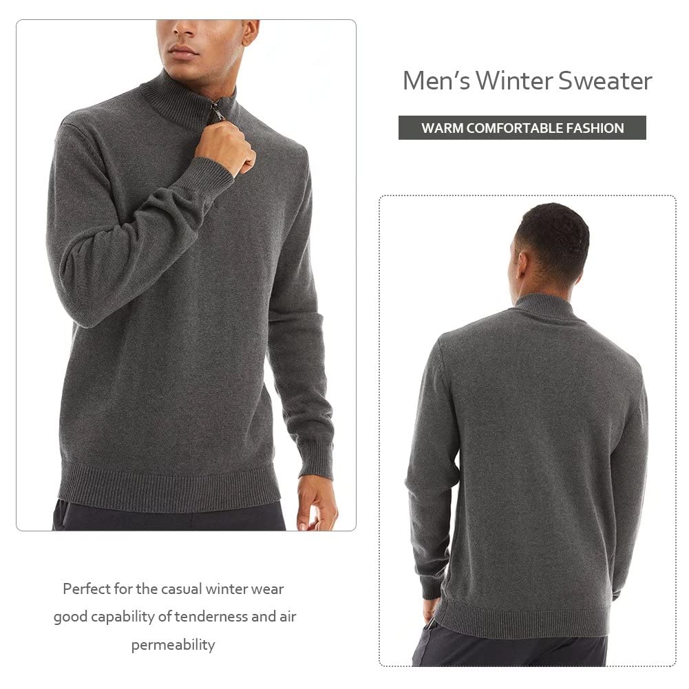 Pull à Col Montant en Maille avec Fermeture Éclair 1/4 pour Hommes