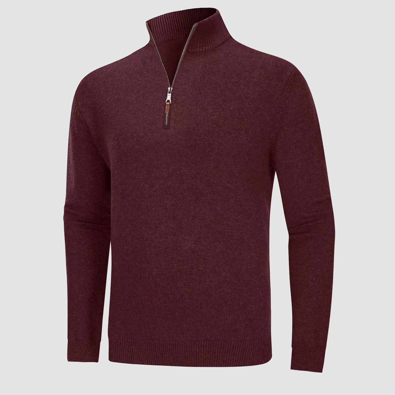 Pull à Col Montant en Maille avec Fermeture Éclair 1/4 pour Hommes