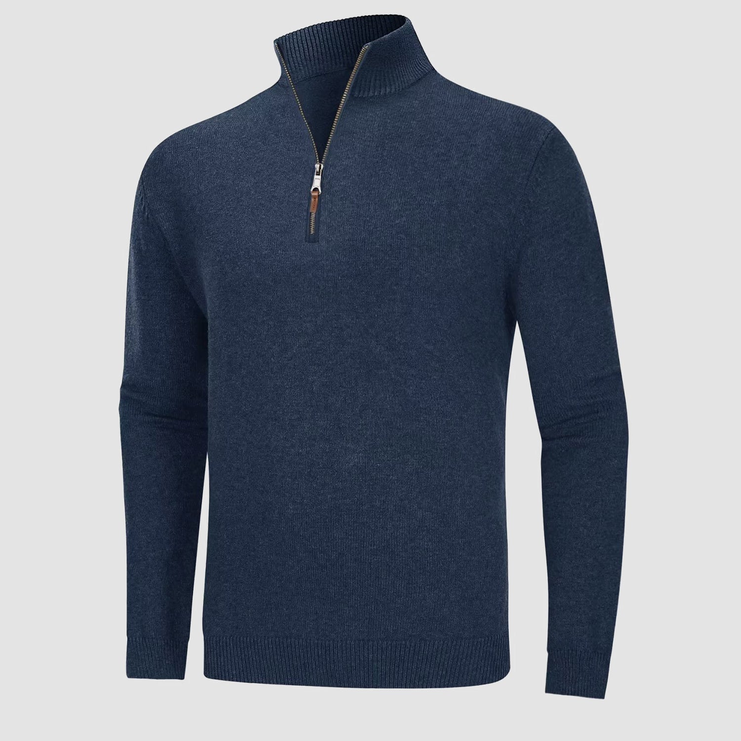 Pull à Col Montant en Maille avec Fermeture Éclair 1/4 pour Hommes