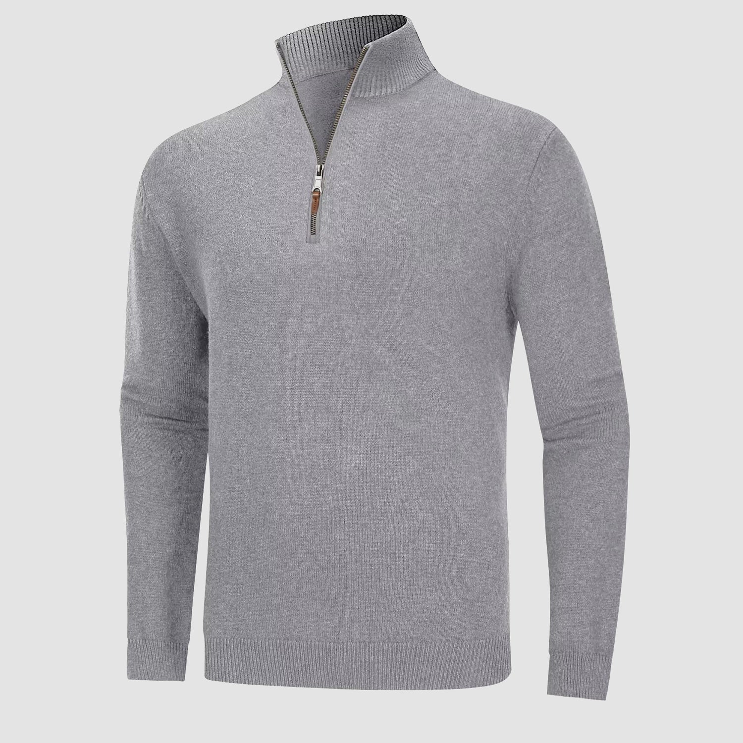 Pull à Col Montant en Maille avec Fermeture Éclair 1/4 pour Hommes