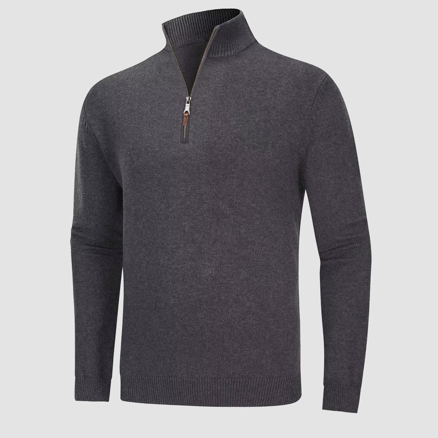 Pull à Col Montant en Maille avec Fermeture Éclair 1/4 pour Hommes